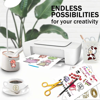 20 Sheets Printable Vinyl Sticker Paper: Glossy White Matte for Inkjet & Laser Printers - Waterproof Decal Paper, Self-Adhesive, 8.5x11 Inches