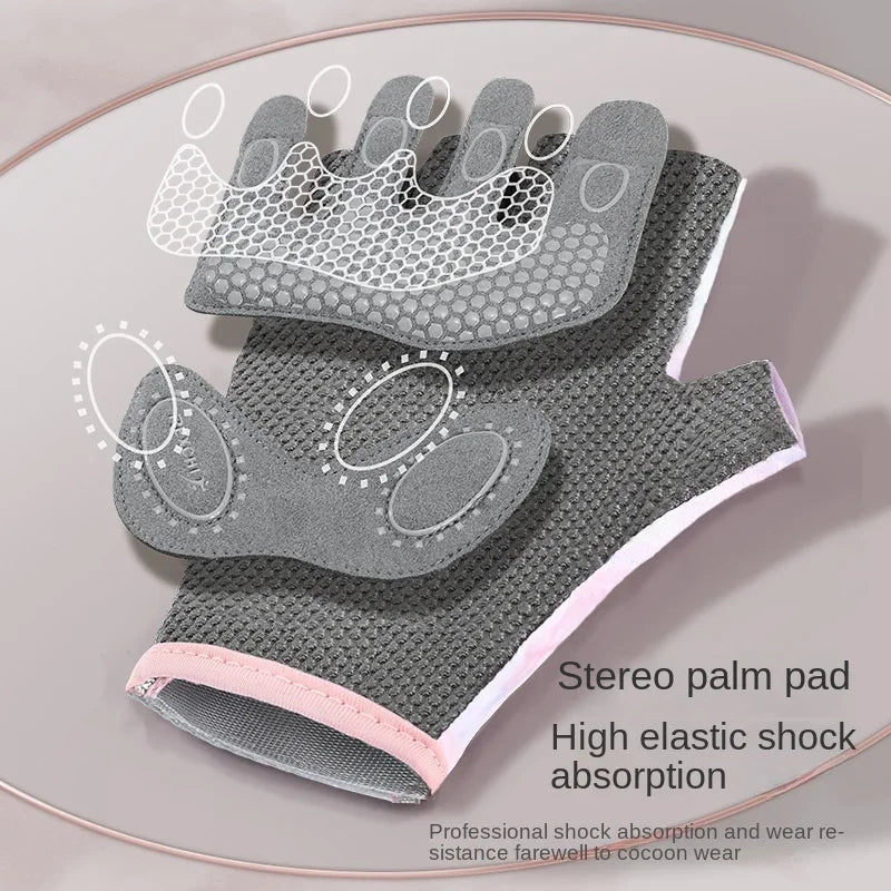 Women's Half Finger Sports Gloves – Anti-Slip, Shock-Absorbing, Breathable Fitness and Outdoor Gloves