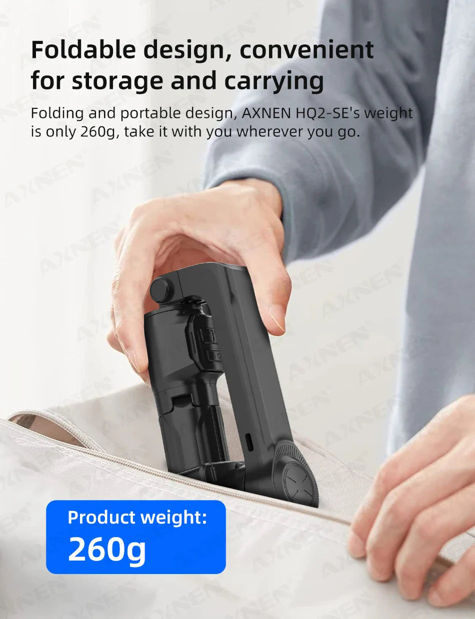 AXNEN HQ2 Series Handheld Mobile Phone Stabilizer – Smartphone Gimbal & GoPro Extension Rod Selfie Stick Tripod