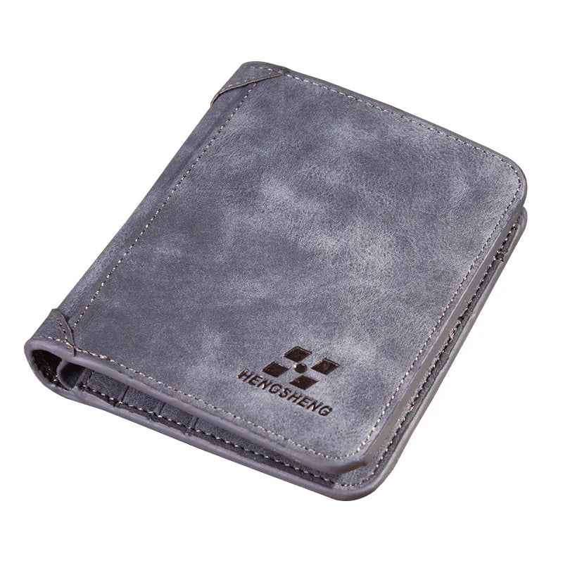 Men's Genuine Leather Slim Bifold Wallet - RFID Blocking Minimalist Card Holder for Men