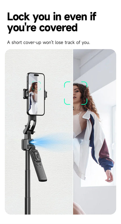 C17 360° Auto-Rotation Monopod – AI Tracking Tripod with Bluetooth Shutter, Fill Light & Wireless Selfie Stick for Phones