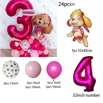 Pink Paw Patrol Party Supplies for Girls – Skye Balloons, Cups, Plates & Tablecloth for Birthday & Baby Shower