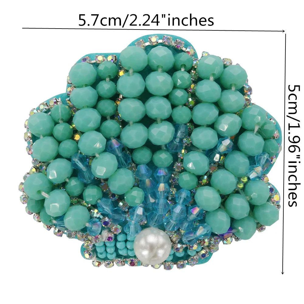 3D Handmade Ocean Animal Patches - Beaded Seahorse Crab Starfish DIY Sewing Accessories & Craft Ornaments