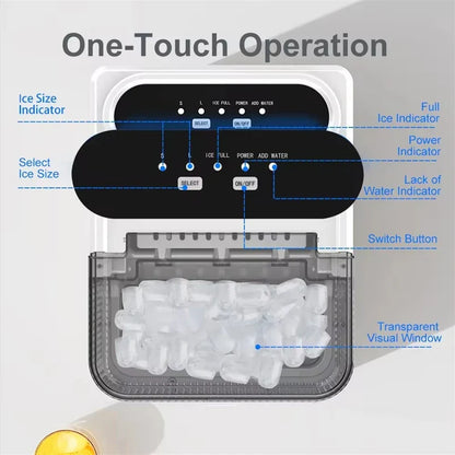 Portable Electric Ice Cube Maker - Automatic Bullet Round Ice Machine, 15kg/24H for Family, Bar, Coffee Shop, Kitchen, Office