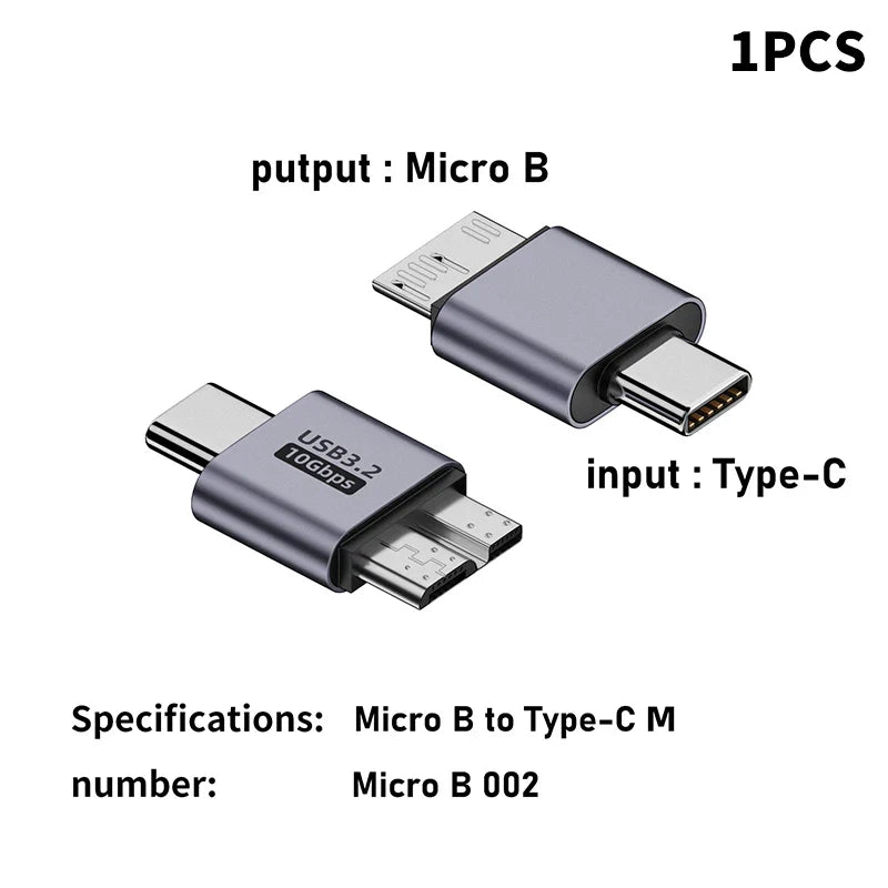 Micro B USB 3.0 Male to Type-C Female Adapter – USB 3.0 to Type-C Connector for External Hard Drive HDD Cable