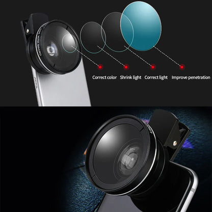 2 IN 1 Universal Clip Mobile Phone Lens - Professional 0.45x Super Wide-Angle + Macro HD Lens - Compatible with iPhone & Android (37mm)