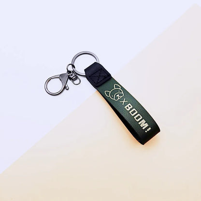 French Bulldog Keychain - Punk Style PU Leather Bag Pendant for Women & Men, Car Key Ring