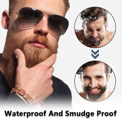 Beard Filler Pen with Brush Kit – Waterproof Long-Lasting Beard & Mustache Coloring Tool for Shaping Hair & Eyebrows
