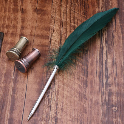 Feather Quill Dip Pen with Insertion Holder – Elegant School & Office Supplies Gift