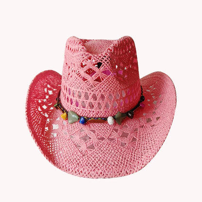 Melesh Western Women's Mint Green Cowboy Hat – Straw, Wide Brim, Plasticity Strong for Sunshine & Beach Wear