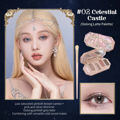 Flower Knows Moonlight Mermaid Eyeshadow Palette – 5-Color Matte, Shimmer & Glitter Waterproof Eye Shadow