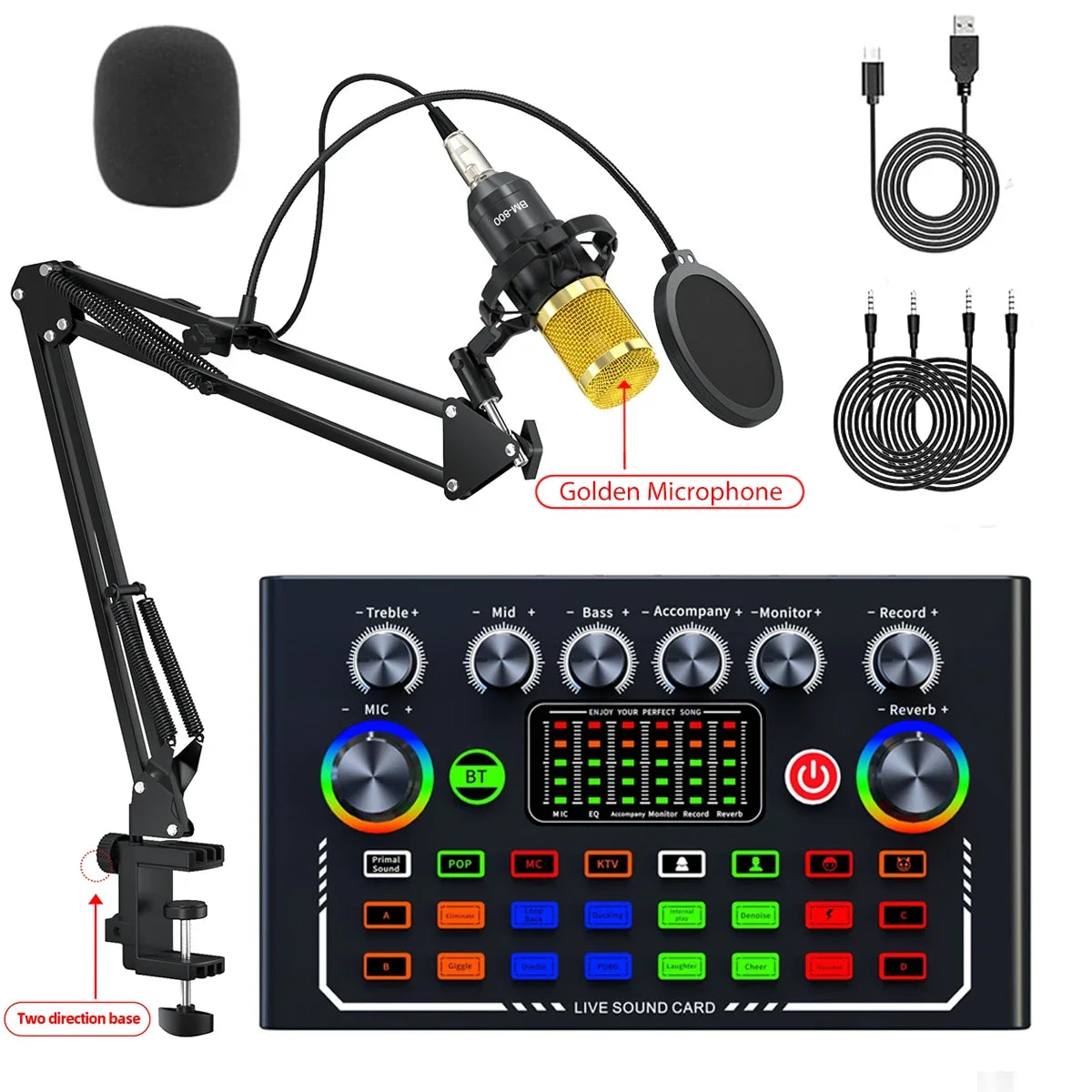 F009 Live Sound Card Kit - BM-800 Microphone Set for Podcasting, Audio Recording & YouTube Streaming