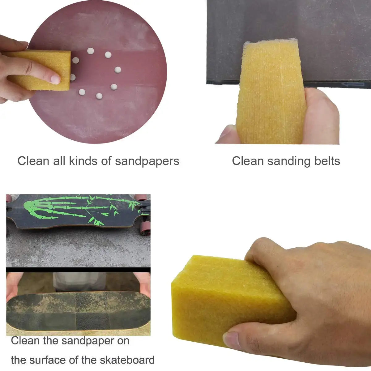 Cleaning Eraser Stick: 1" x 1" x 6" Natural Rubber for Dust Removal on Abrasive Belts, Sanding Discs, Drum Sanders, and Skateboards
