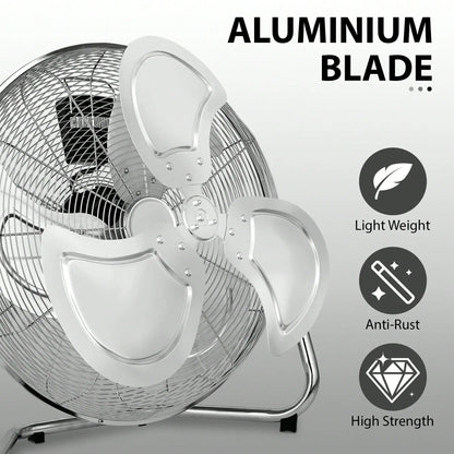 Pnochoo 14-Inch Industrial Fan - 3-Speed Aluminum Floor & Tabletop Air Circulator