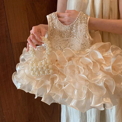 Baby Girls Princess Tutu Dress - Big Bow Birthday, Wedding & Christening Gown