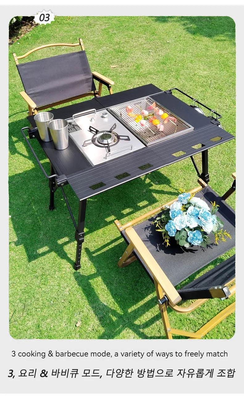 Lohascamping Folding IGT Table – Lightweight Portable Roll-Up Table with Adjustable Legs for Camping, BBQ & Outdoor Cooking