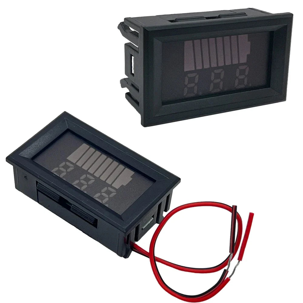 Car Battery Charge Level Indicator - 12V 24V 36V 48V 60V 72V Lithium Battery Capacity Meter, LED Tester and Voltmeter