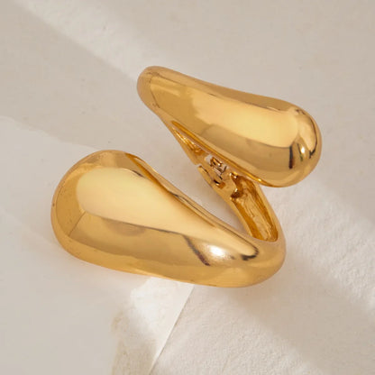KMVEXO Wide Metal Chunky Bangles – Gold & Silver Waterdrop Open Cuff Bracelet for Women