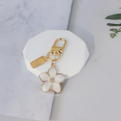 White Pear Blossom Keychain — Cute Couple Matching Keyrings & Boutique Accessories