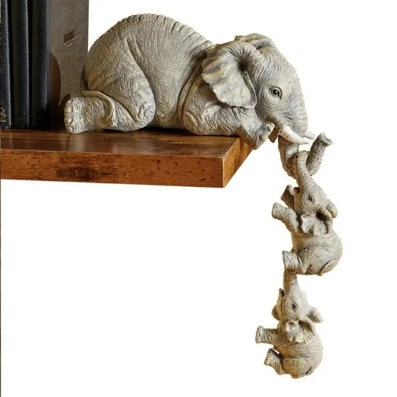3-Pcs Cute Elephant Hug Baby Doll Set – Resin Handicraft Figurines for Home Decor & Gift