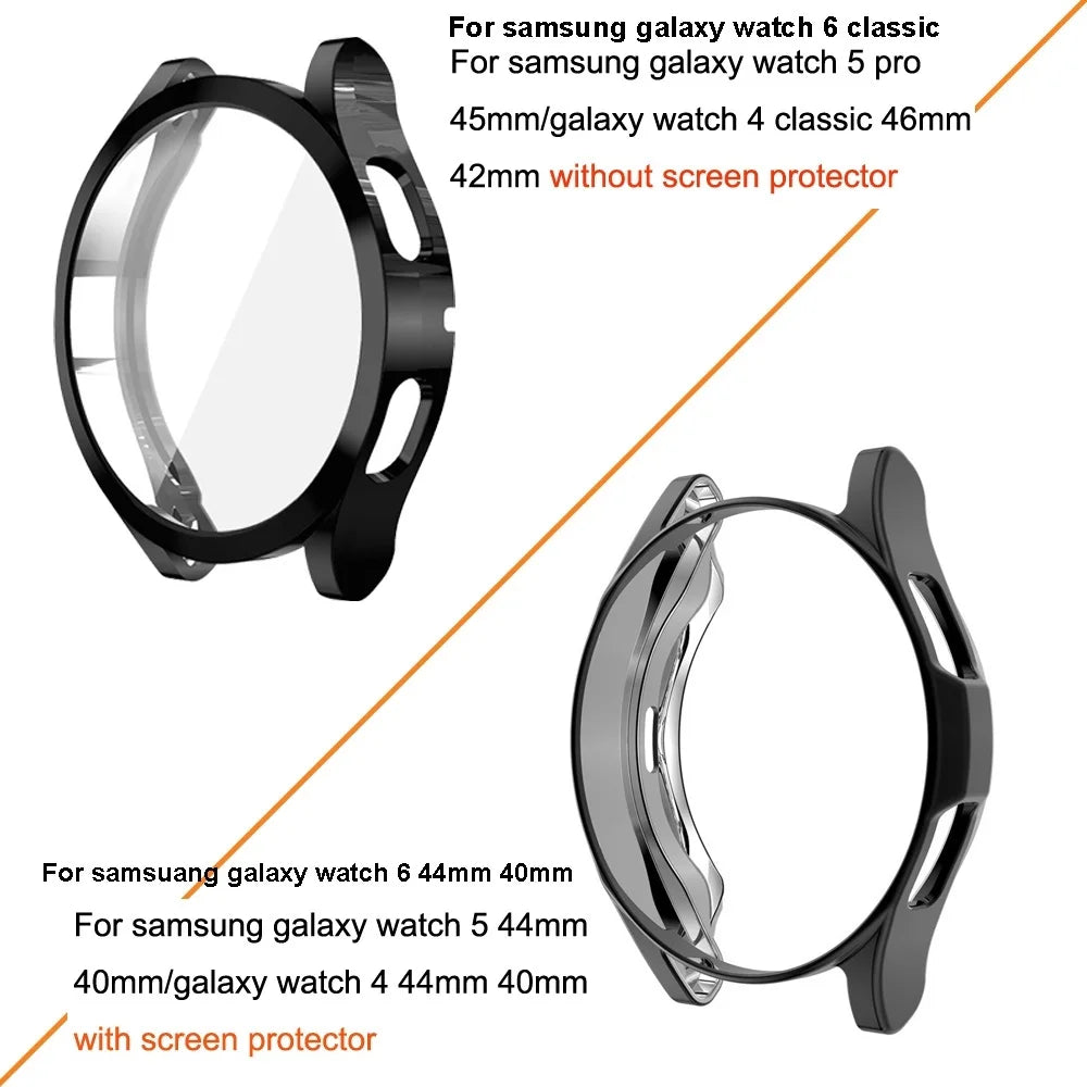 Samsung Galaxy Watch Case & Strap Set – Stainless Steel Band with Screen Protector for Watch 4/5/6, 40mm/44mm/45mm & Watch 5 Pro/6 Classic