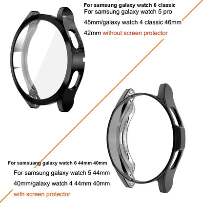 Samsung Galaxy Watch Case & Strap Set – Stainless Steel Band with Screen Protector for Watch 4/5/6, 40mm/44mm/45mm & Watch 5 Pro/6 Classic