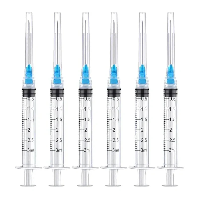 20 Pack 3ml Disposable Luer Lock Syringes with 23G 1" Stainless Steel Needles – Individually Sealed for Pet & Farm Animal Use