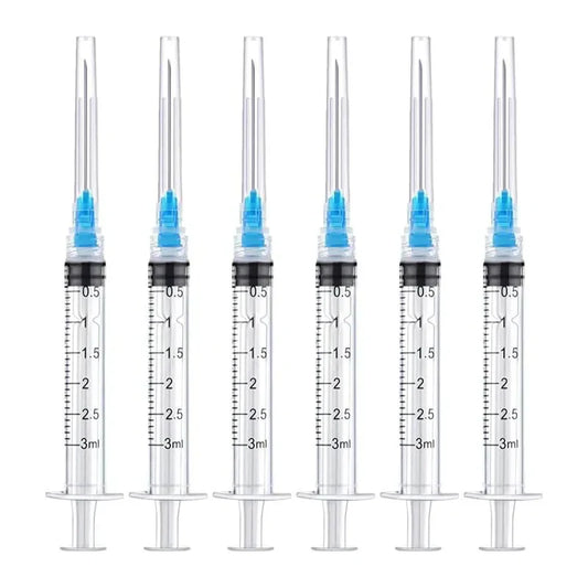 20 Pack 3ml Disposable Luer Lock Syringes with 23G 1" Stainless Steel Needles – Individually Sealed for Pet & Farm Animal Use