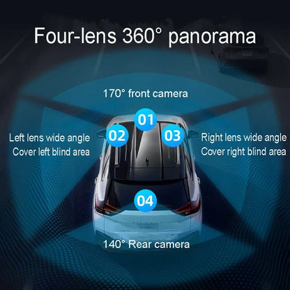 4 Channel Hidden Tachograph 4K Ultra HD Mini Dash Cam – Four Cameras with Rear View DVR, 24H Parking Monitor, BlackBox Video Recorder