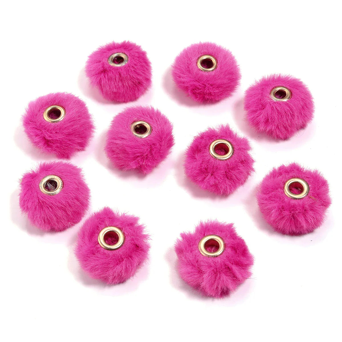 10pcs Plush Fur Ball Beads – Multicolor Pompom Spacer Beads for DIY Jewelry, Earrings & Bracelets