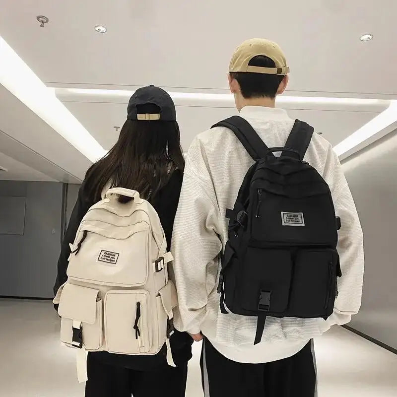 Multi-Pocket Nylon Backpack — Large-Capacity School & Computer Bag for Men & Women