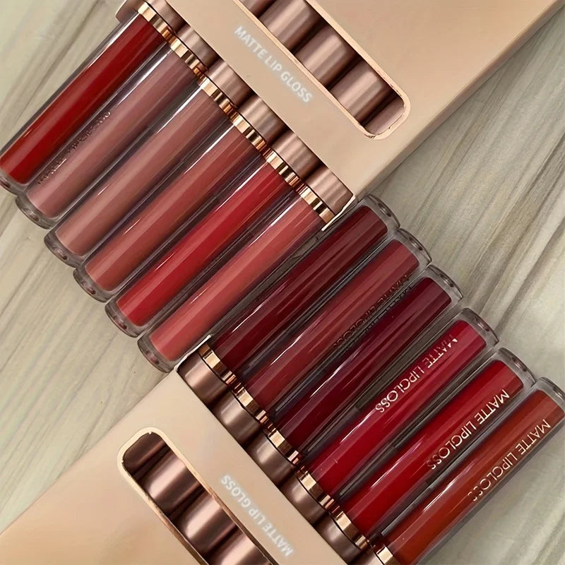 Matte Lip Gloss Set – AB Two-Pack Red Lip Gloss, Long-Lasting & Non-Staining