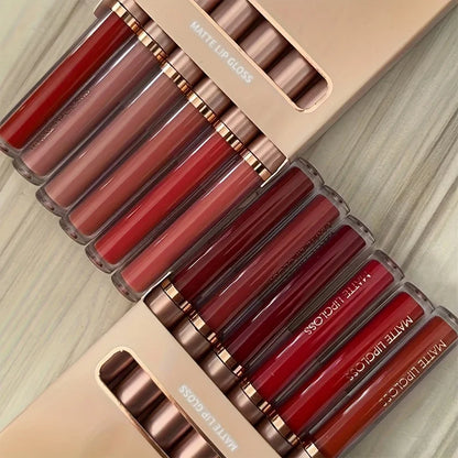 Matte Lip Gloss Set – AB Two-Pack Red Lip Gloss, Long-Lasting & Non-Staining
