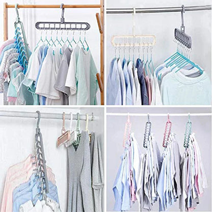 9-Hole Multi-Function Clothes Hanger Organizer – Space-Saving Folding Magic Rack for Scarves & Clothes