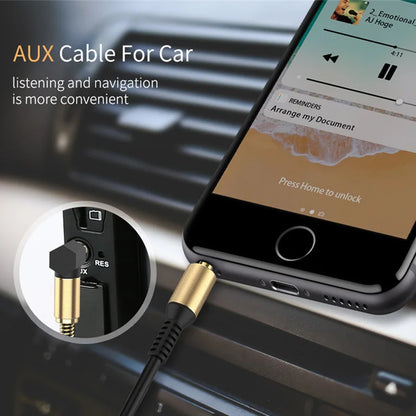 3.5mm Male-to-Male Audio Aux Cable — For Samsung Car Headphone & Speaker Wire