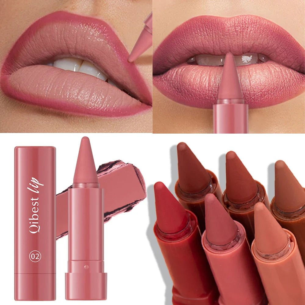 Twist-Up Lip Liner & Lipstick Pen – Multipurpose Velvet Matte Waterproof Lip Contour & Powder Blusher Rouge Makeup