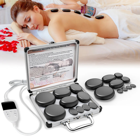 Adjustable Temperature Hot Stone Massage Set with Heater – Professional Spa Tool for Neck and Body Relaxation