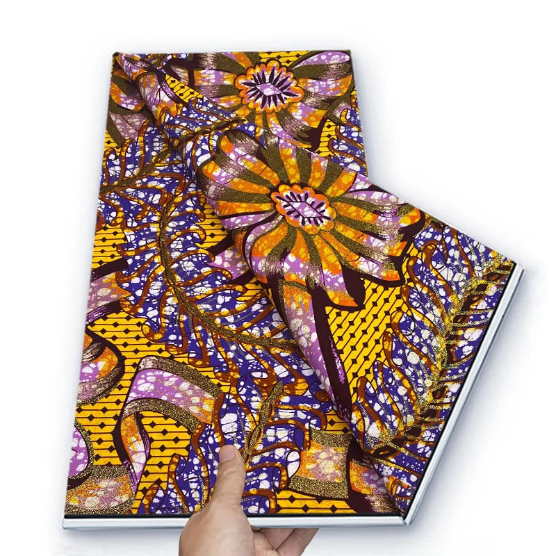 Grand African Glitter Wax Fabric - 6 Yards Soft Cotton Ankara Print Material for Nigerian Clothing
