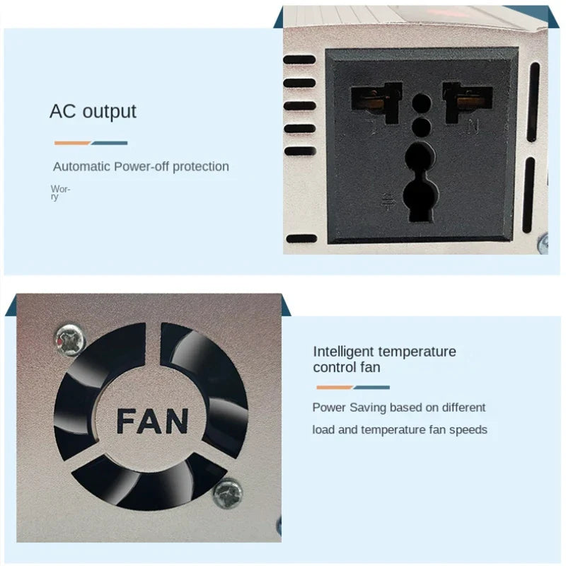 12V to 220V Solar Inverter — 500W/1000W/1500W/2000W Portable Voltage Converter & Car Power Charger