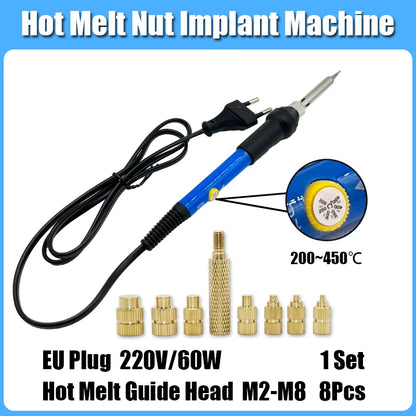 Heat Set Insert Kit for 3D Printing – M2–M6 Brass Threaded Nuts & Soldering Iron Tip for Plastic Insertion