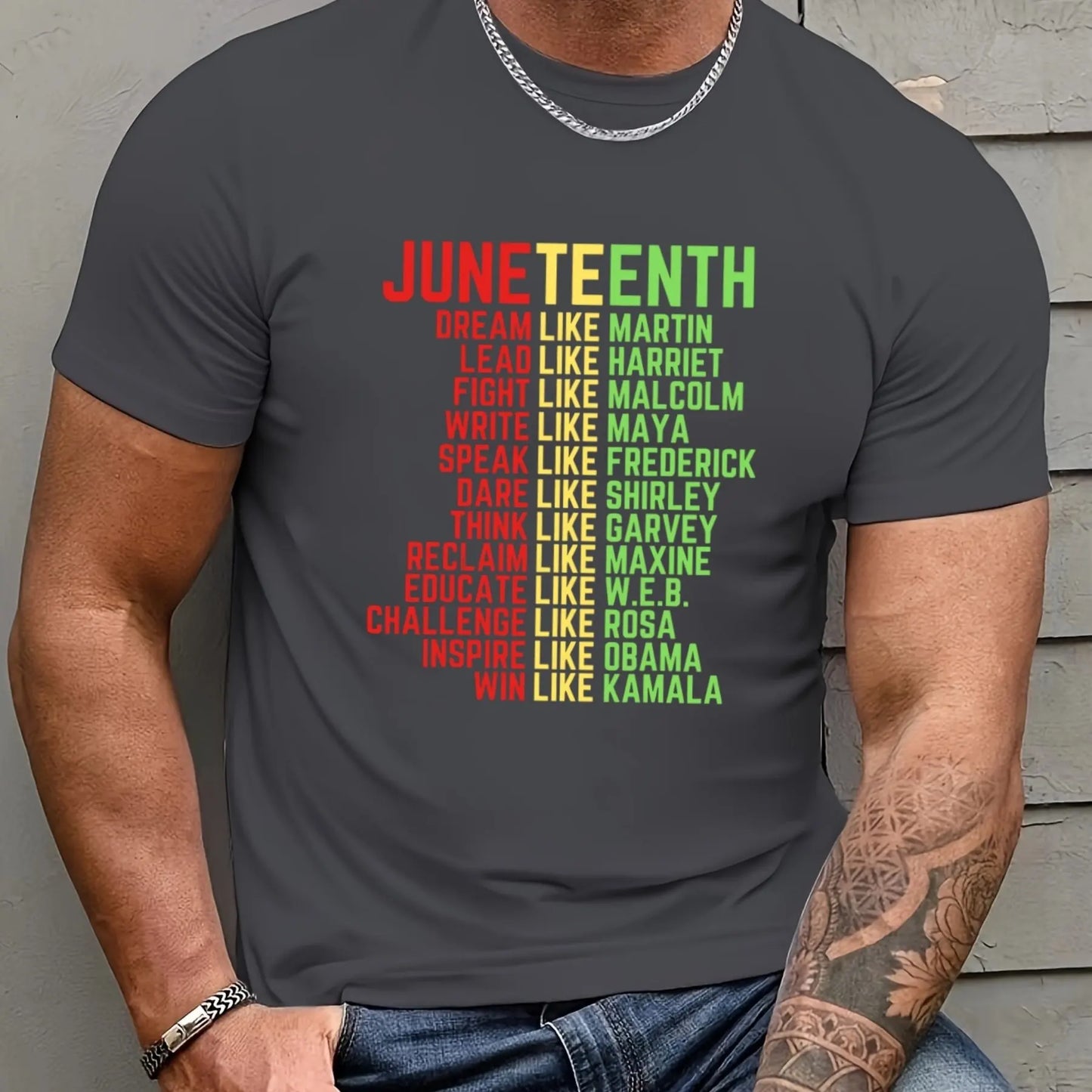 Oversized Men’s Juneteenth T-Shirt – Trendy Summer Casual O-Neck Short Sleeve Tee for Outdoor Sports