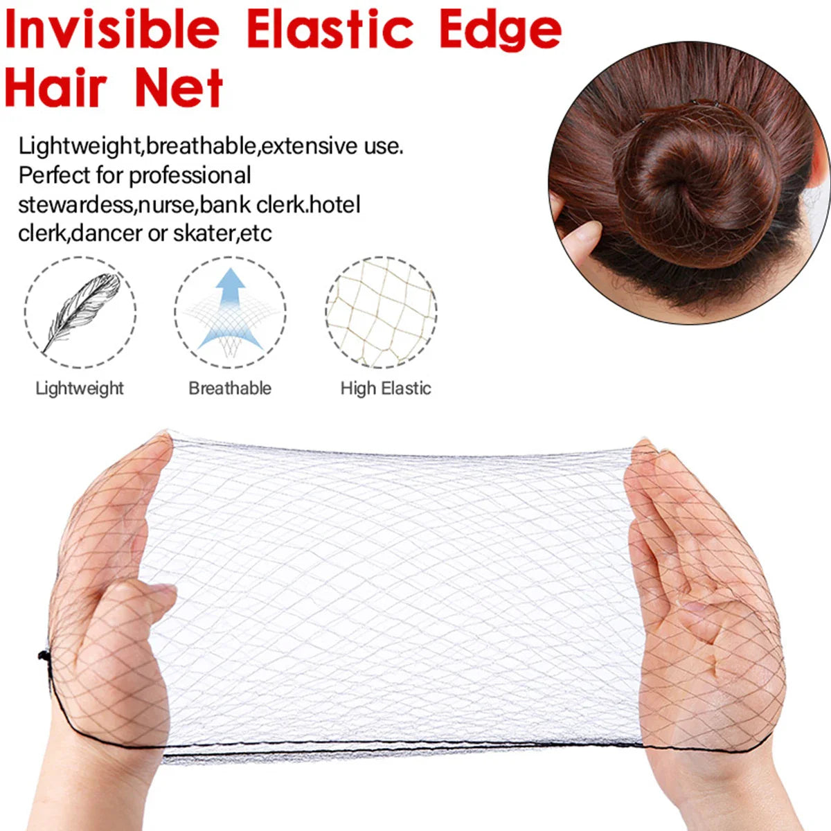 10PCS Invisible Bun Hair Nets – Breathable Mesh Wig Net for Women’s Hair Styling