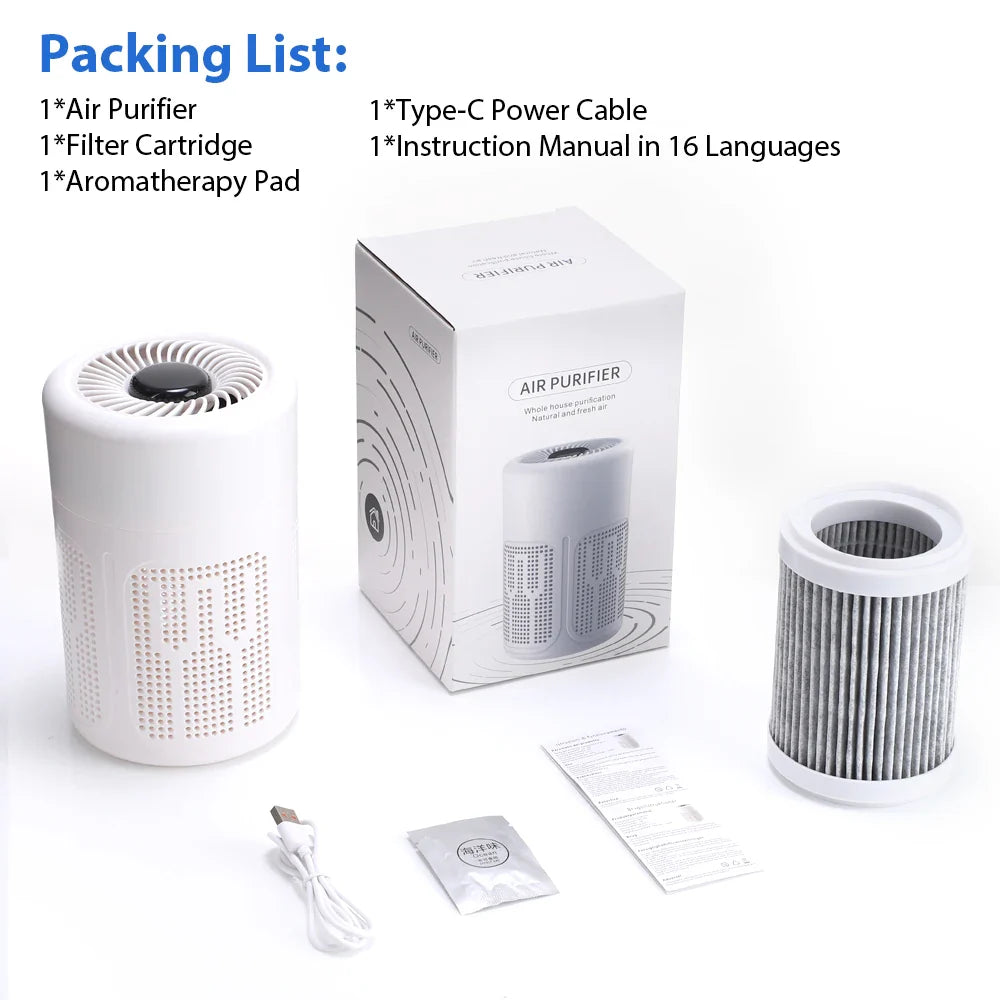 Mini Desktop Air Purifier – HEPA Filter with Negative Ion Technology, Quiet Portable Air Cleaner for Home, Bedroom & Office