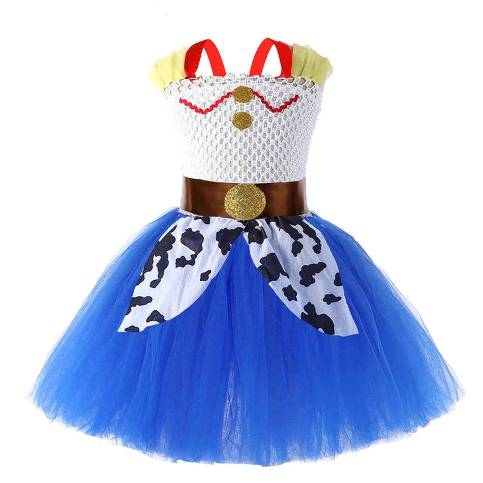 Kids Toy Story Character Tutu Dress - Woody, Jessie, Buzz & Forky Cosplay Costume for Halloween & Stage Performances