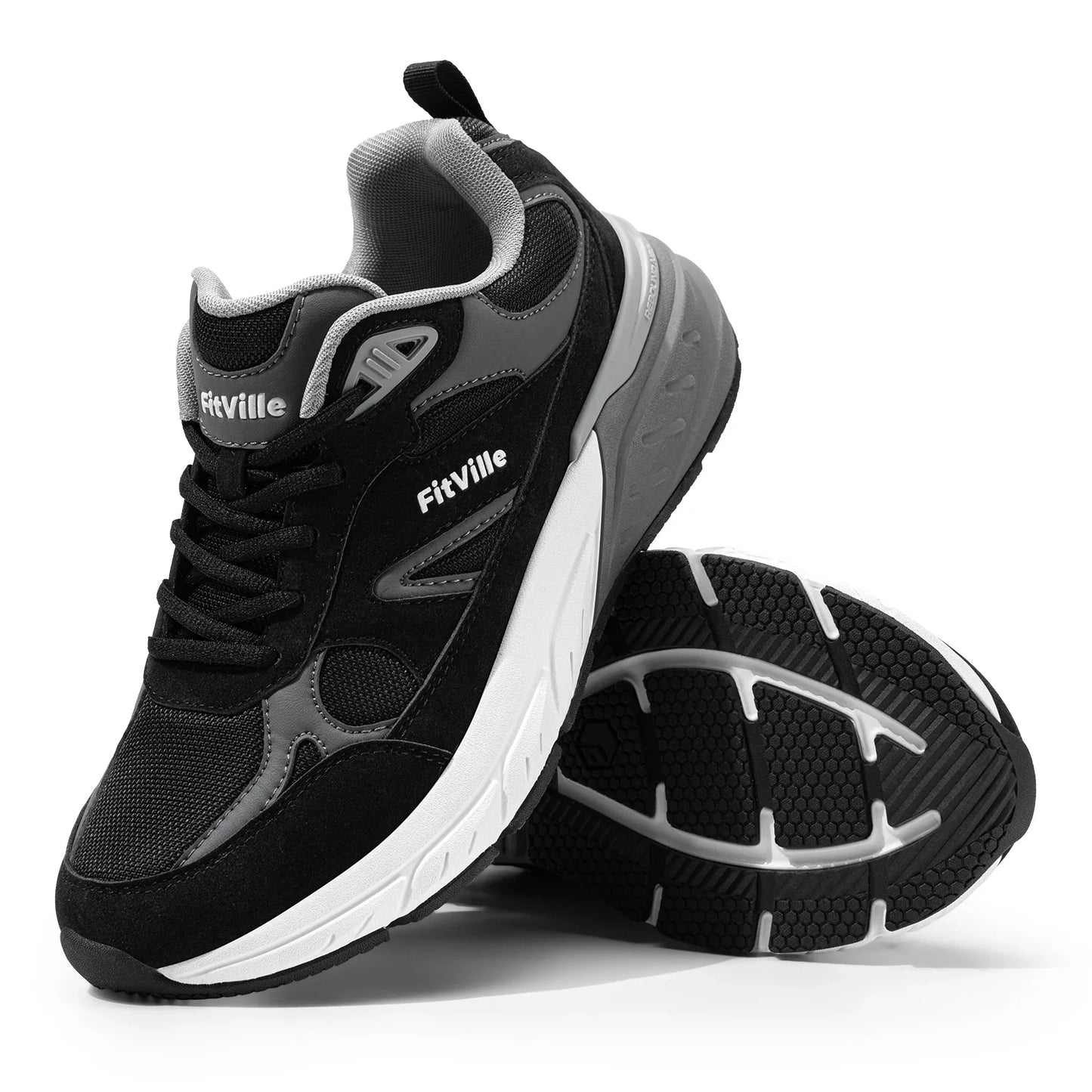 FitVille Wide Width Men’s Walking Shoes – Arch Support Sneakers for Flat Feet, Heel Pain & Plantar Fasciitis Relief