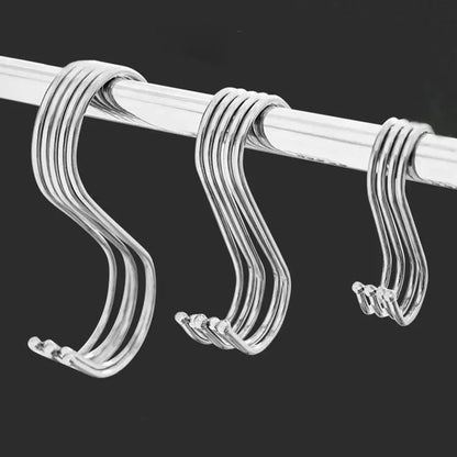 Stainless Steel Sharp Tip S Hooks – Hanging Utensil, Meat, and Clothes Hangers for Kitchen & Butcher Shop