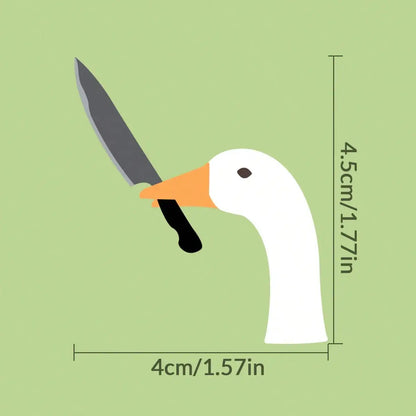 Funny Goose with Knife Car Sticker - Cute Waterproof Cartoon Vinyl Decal for Car, Helmet & Laptop