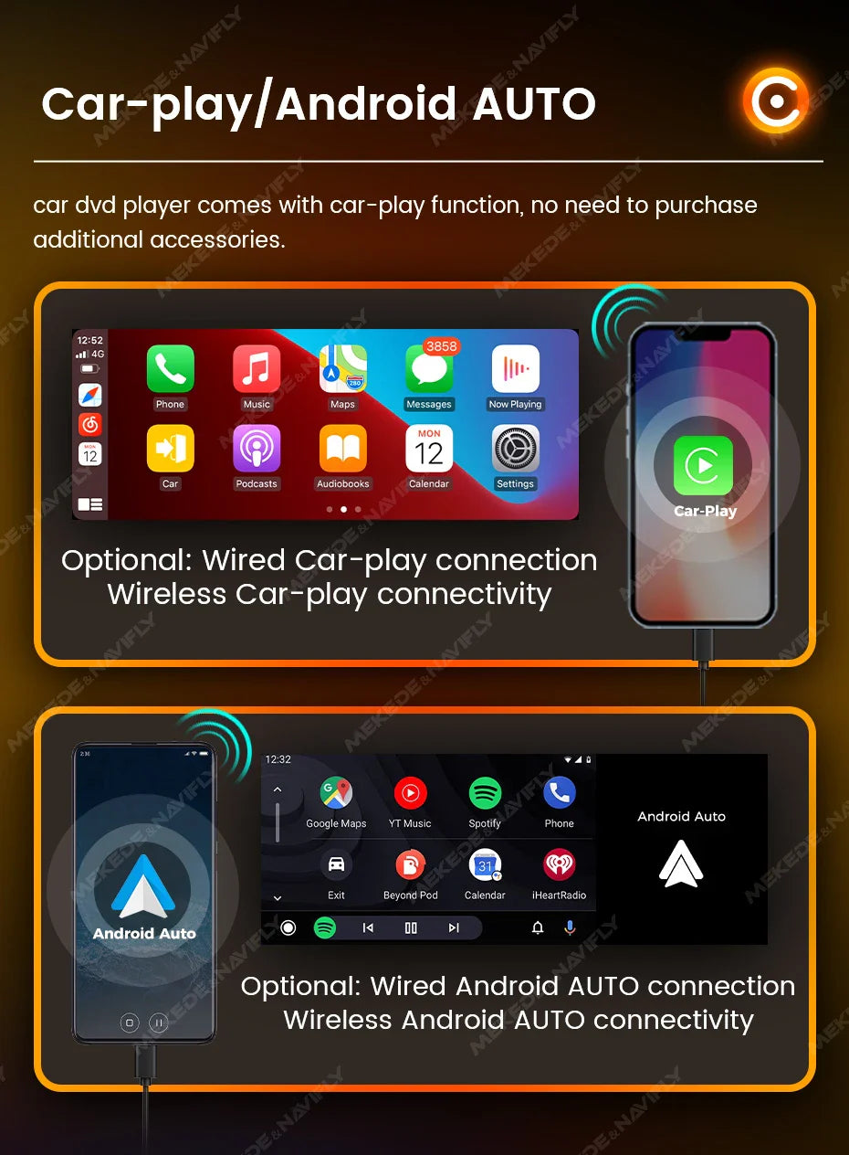 NaviFly 6.86" Universal FM CarPlay Android Auto Car Radio – MP5 Multimedia Player with Camera, No DVD