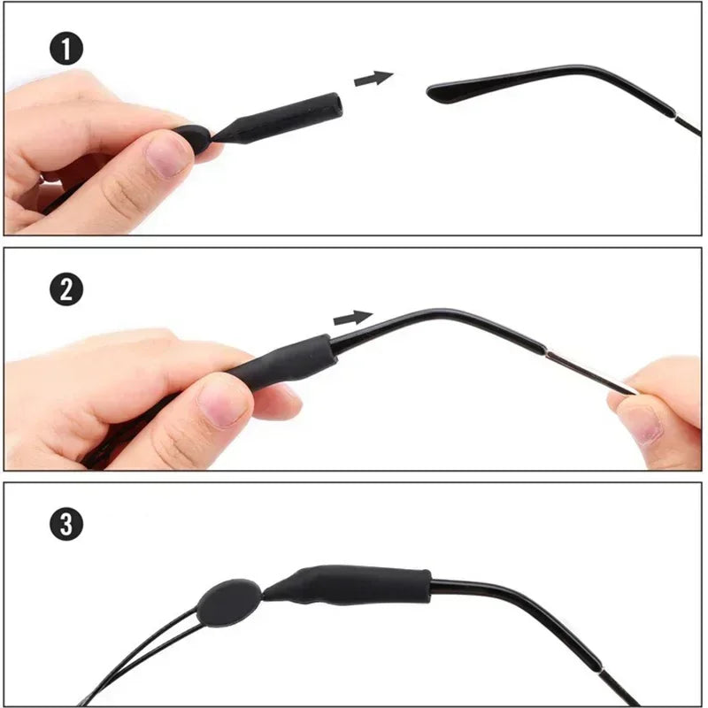 Universal Adjustable Eyewear Retainer: 5pcd Sports Sunglasses Strap - Unisex Safety Glasses Holder with Large Round-Head Fit