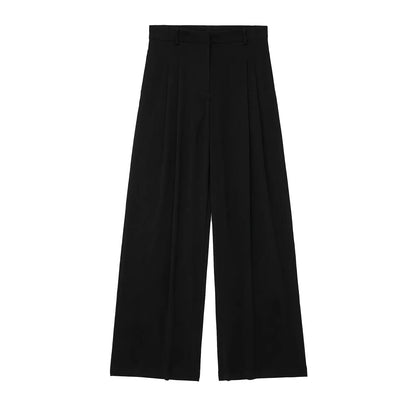 TRAFZA Women’s 2-Piece Set — Sleeveless Halter Vest Top with High-Waist Wide Leg Pants & Zipper Pockets
